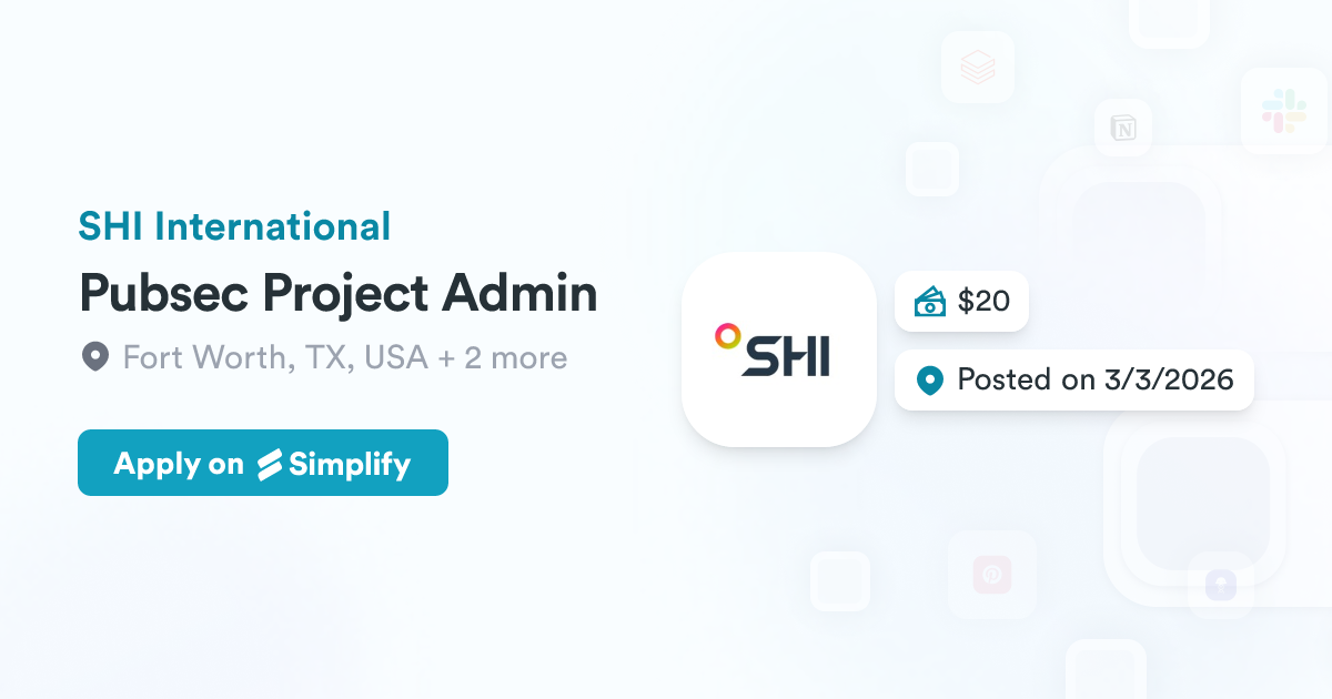 Pubsec Design Pubsec Project Admin @ SHI International | Simplify Jobs