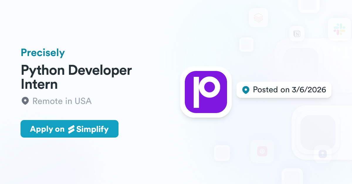 Python Developer Intern @ Precisely | Simplify Jobs