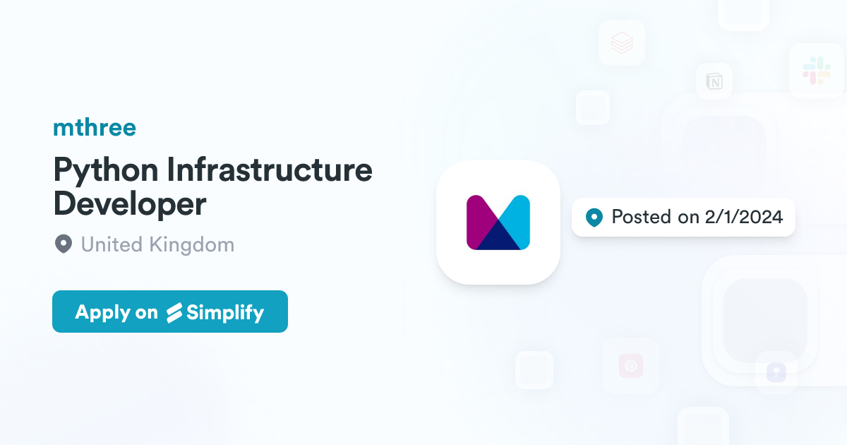 Python Infrastructure Developer @ mthree | Simplify Jobs