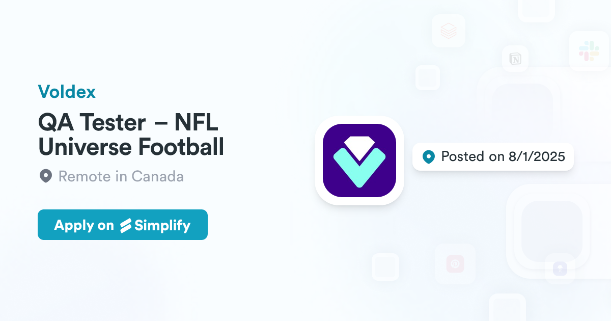 Football Tester QA Tester – NFL Universe Football @ Voldex | Simplify Jobs