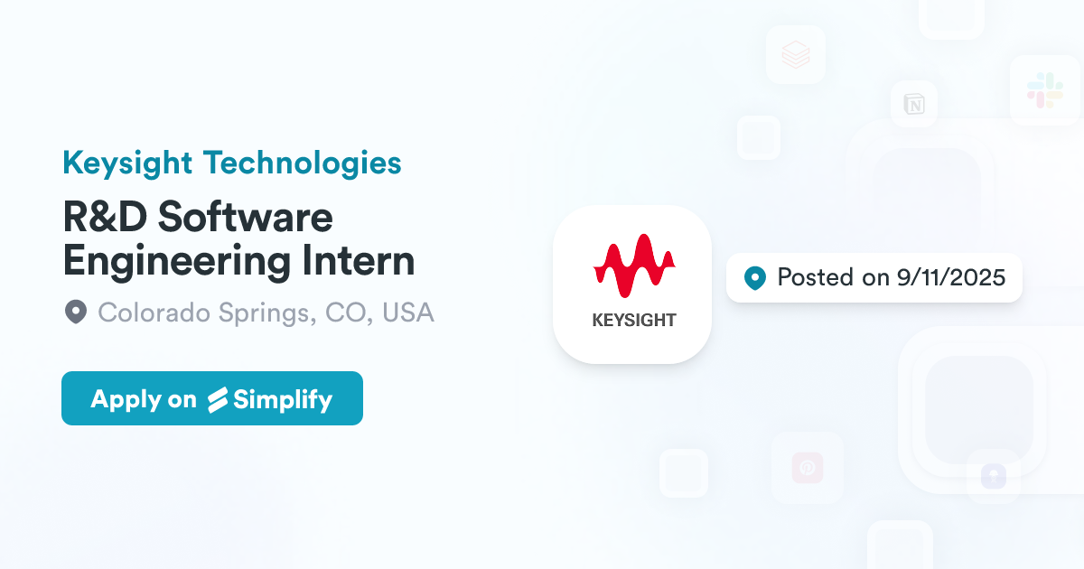 Saber R&d Software R&D Software Engineering Intern @ Keysight Technologies | Simplify Jobs