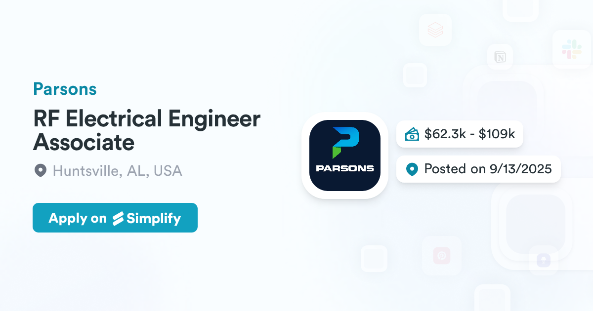 Python For Rf Engineers RF Electrical Engineer Associate @ Parsons | Simplify Jobs
