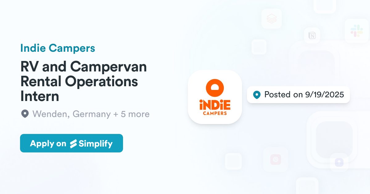 Operational Plan Rv Rental RV and Campervan Rental Operations Intern @ Indie Campers | Simplify Jobs