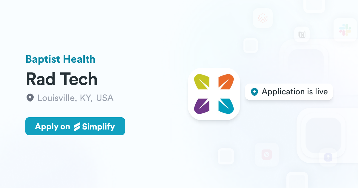 Rad Tech Licensing Map Rad Tech @ Baptist Health | Simplify Jobs