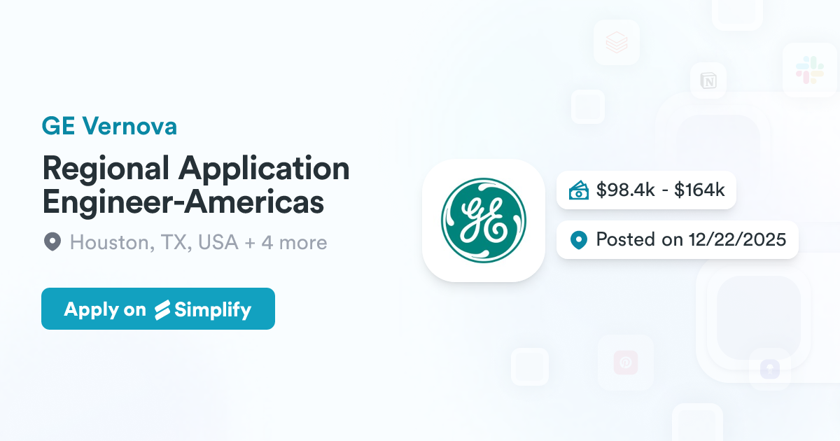 Gecho Application Ge File Regional Application Engineer-Americas @ GE Vernova | Simplify Jobs
