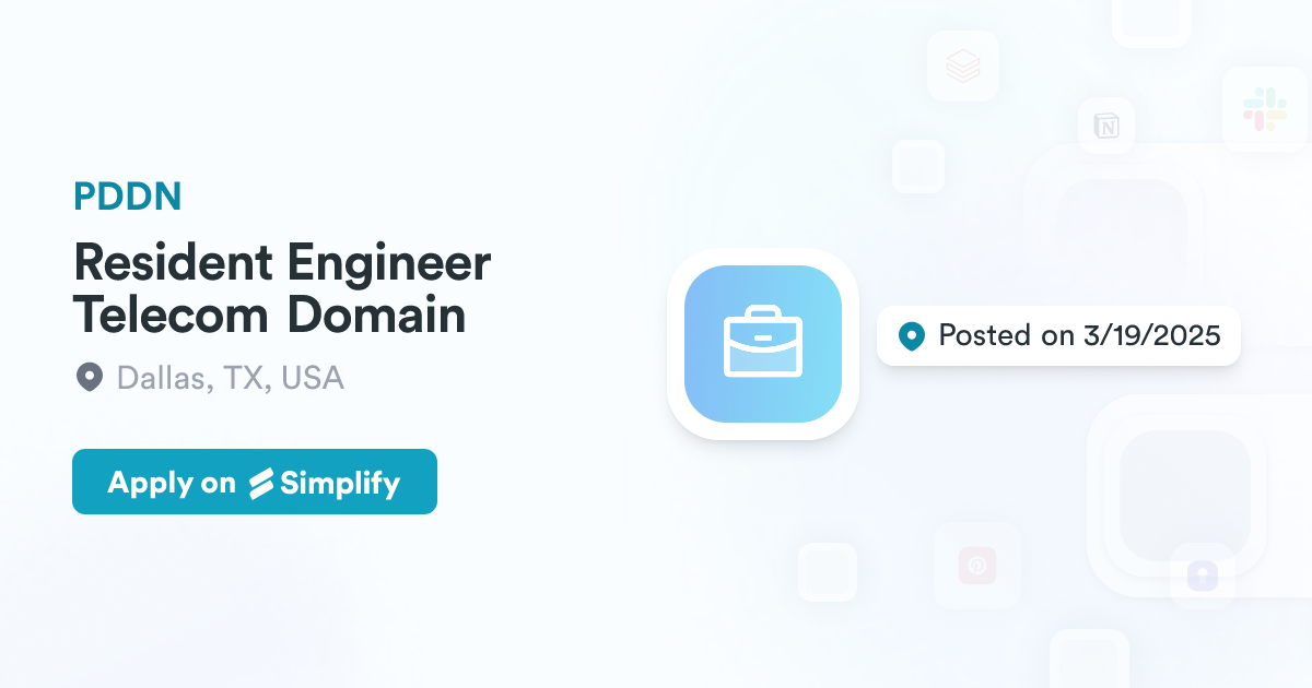 Resident Engineer Telecom Domain @ PDDN | Simplify Jobs