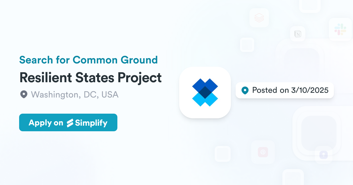 State Can Project Resilient States Project @ Search for Common Ground | Simplify Jobs