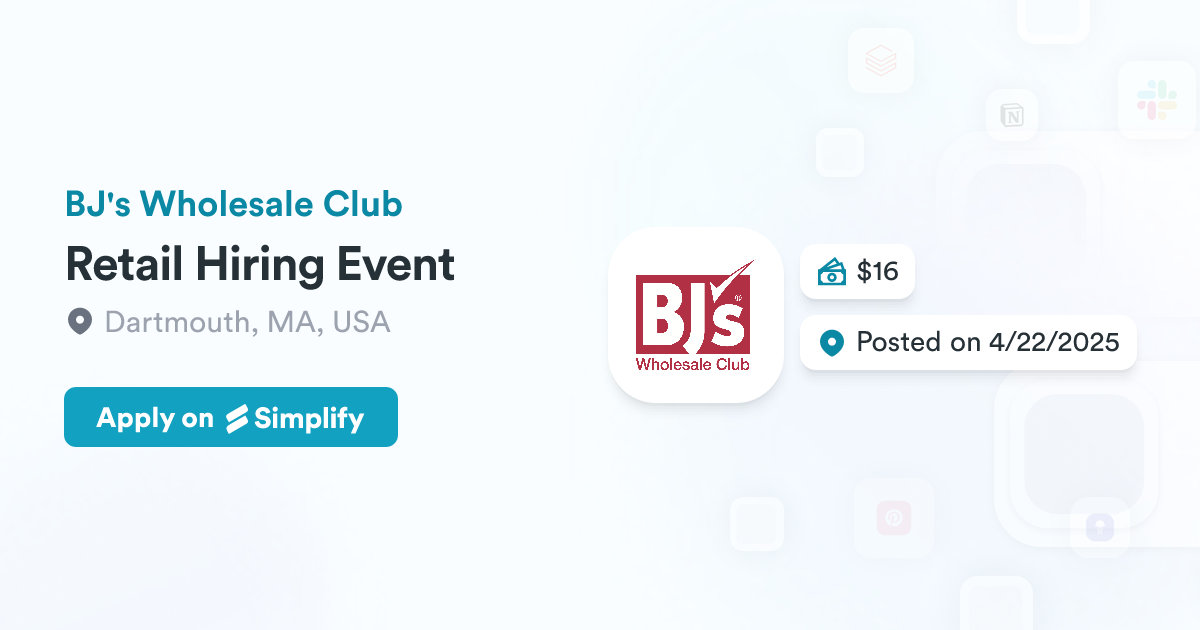 Jbs Event Retail Hiring Event @ BJ's Wholesale Club | Simplify Jobs