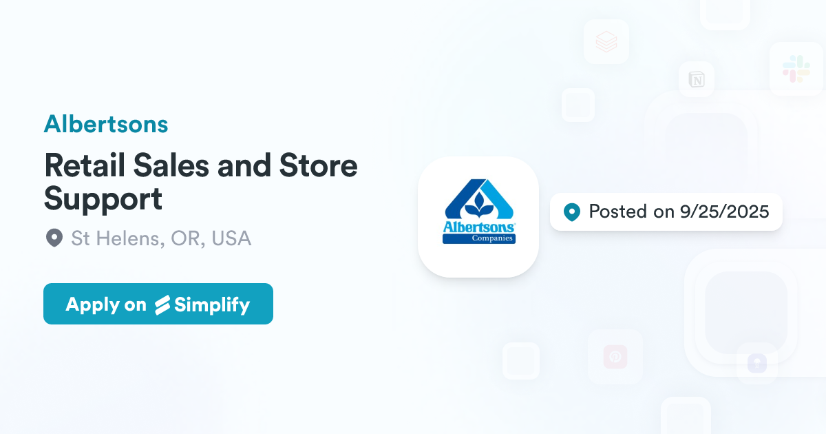 In Store Support Retail Sales and Store Support @ Albertsons | Simplify Jobs