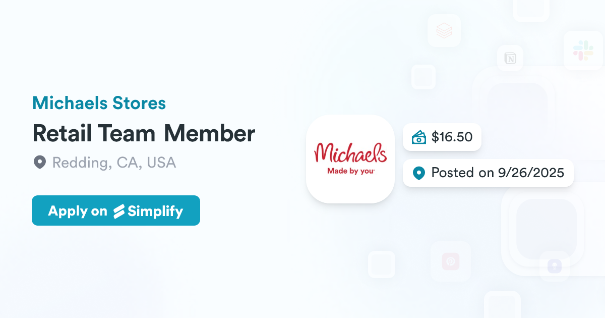 Retail Team Member @ Michaels Stores | Simplify Jobs