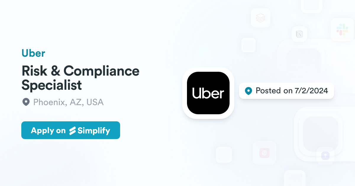 Uber Risks Risk & Compliance Specialist @ Uber | Simplify Jobs