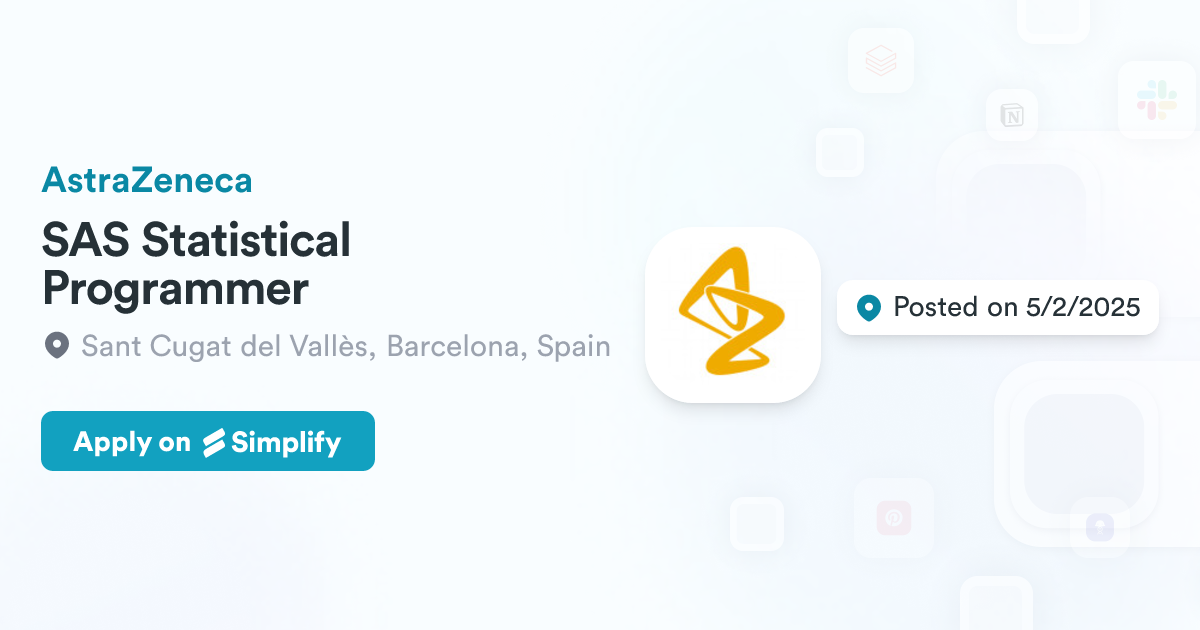 Bushra Api Sas SAS Statistical Programmer @ AstraZeneca | Simplify Jobs