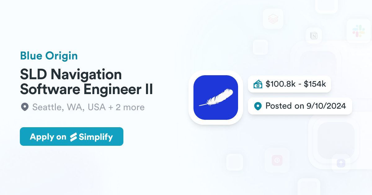 SLD Navigation Software Engineer II @ Blue Origin | Simplify Jobs
