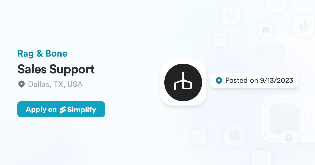 Sales Support @ Rag & Bone | Simplify Jobs