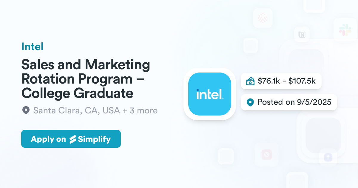 Sales and Marketing Rotation Program – College Graduate @ Intel ...