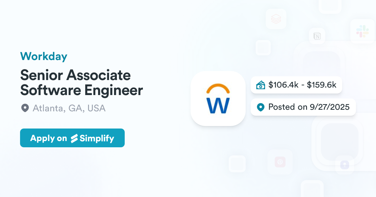 Engineering Workday Senior Associate Software Engineer @ Workday | Simplify Jobs