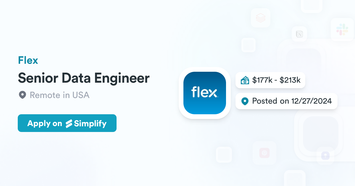 Senior Data Engineer @ Flex | Simplify Jobs