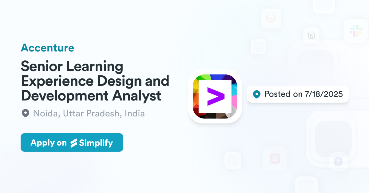 Technology Development Program Accenture Senior Learning Experience Design and Development Analyst @ Accenture ...