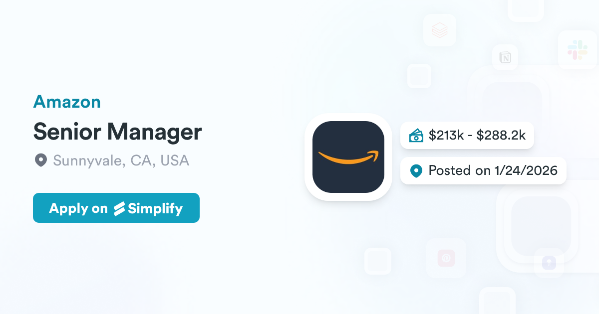 Amazon Manger Sign In Senior Manager @ Amazon | Simplify Jobs
