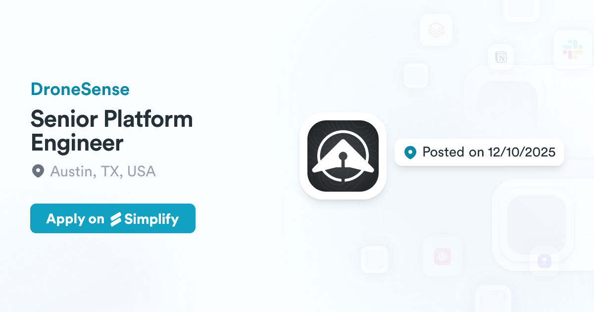 Dronesense Icon Senior Platform Engineer @ DroneSense | Simplify Jobs