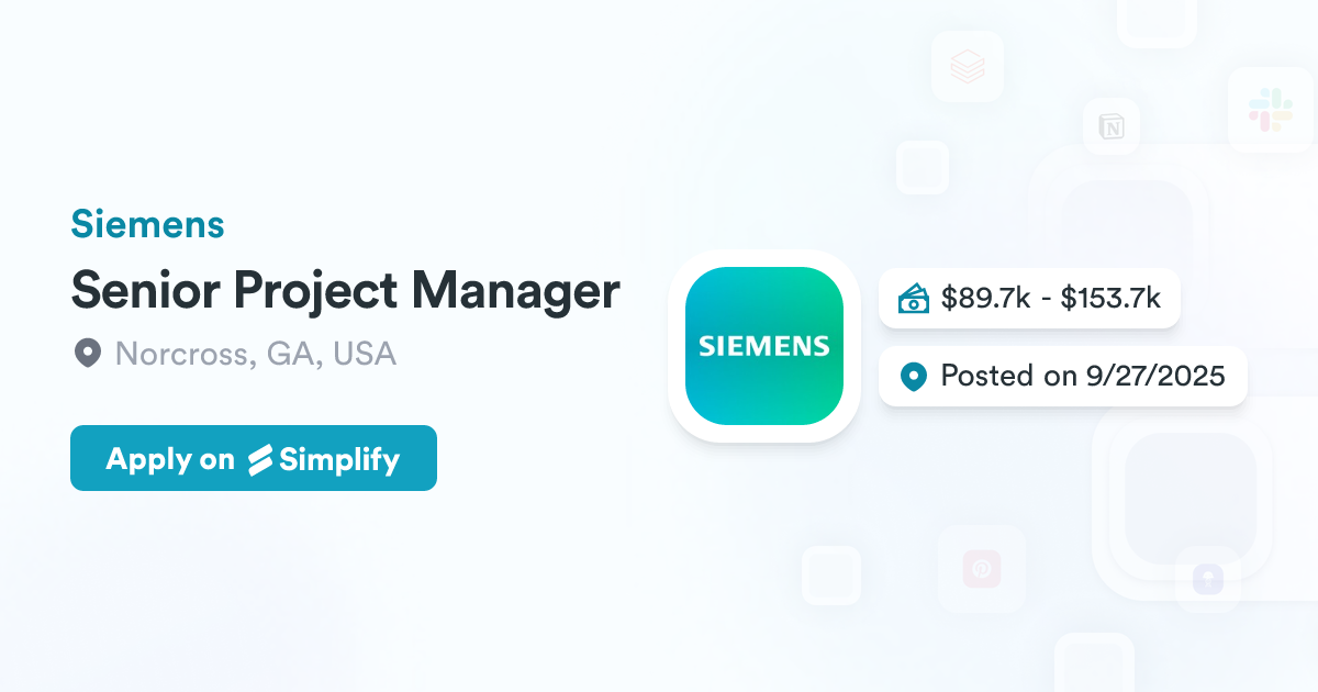 Senfield Project Manager Senior Project Manager @ Siemens | Simplify Jobs