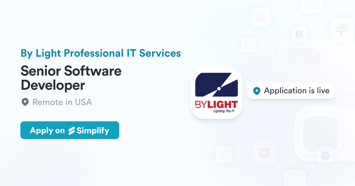 Senior Software Developer @ By Light Professional IT Services ...
