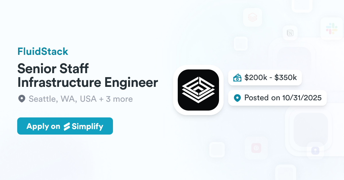 Senior Staff Infrastructure Engineer @ FluidStack | Simplify Jobs