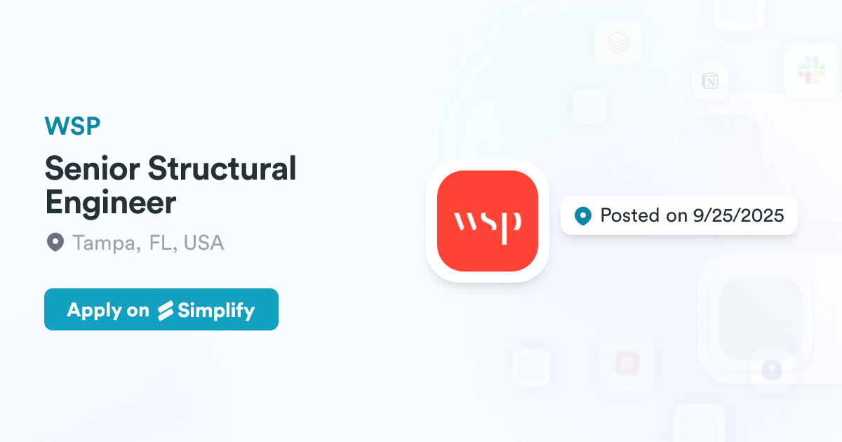 Senior Structural Engineer @ WSP | Simplify Jobs