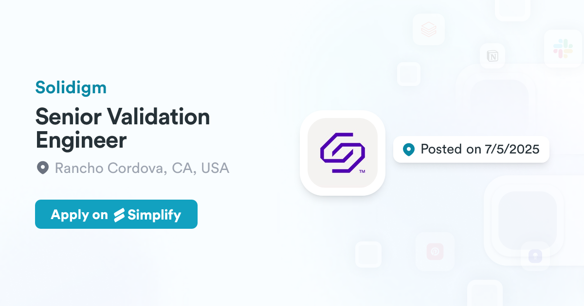 Senior Validation Engineer @ Solidigm | Simplify Jobs