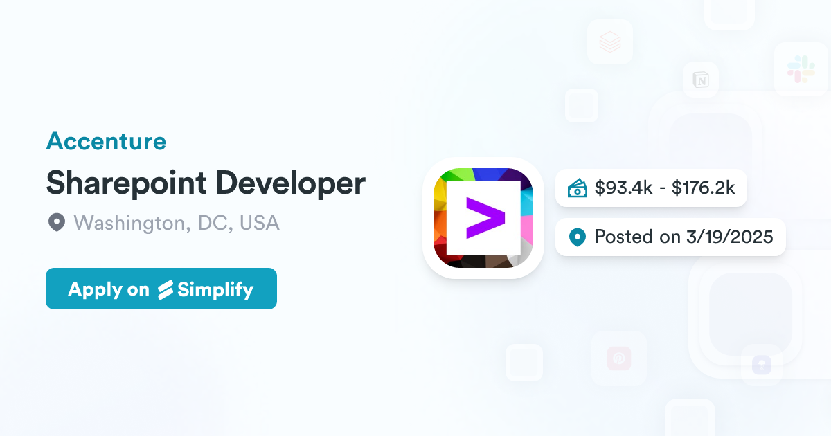 Sharepoint Developer @ Accenture | Simplify Jobs