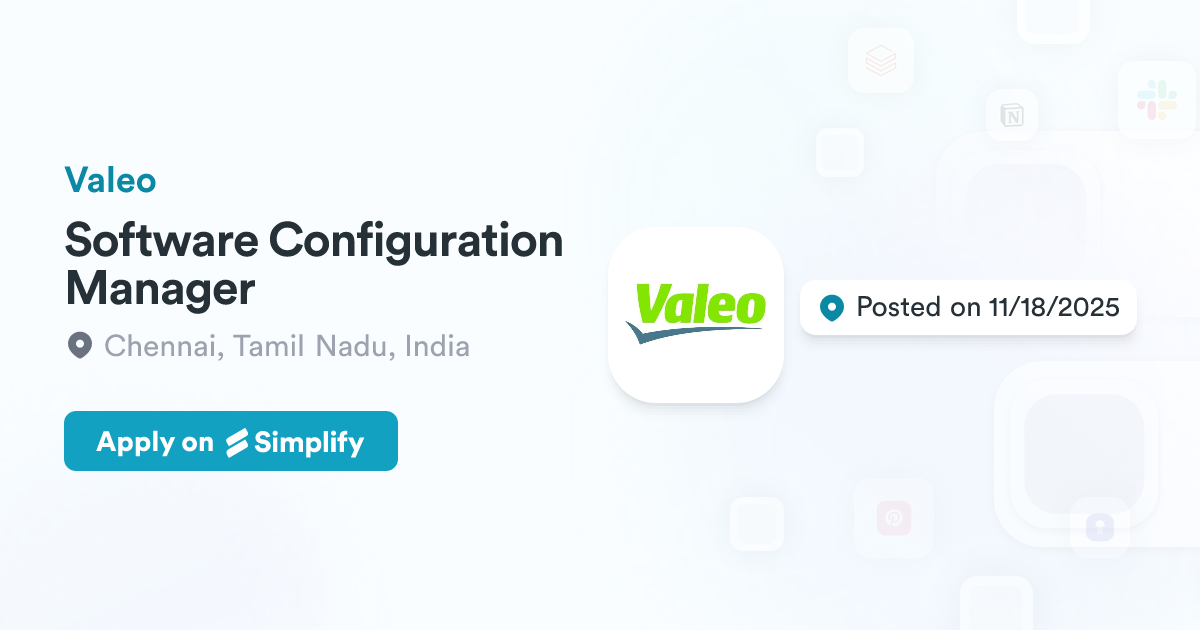Valeo Software Software Configuration Manager @ Valeo | Simplify Jobs