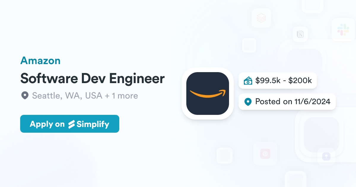 Software Dev Engineer @ Amazon | Simplify Jobs
