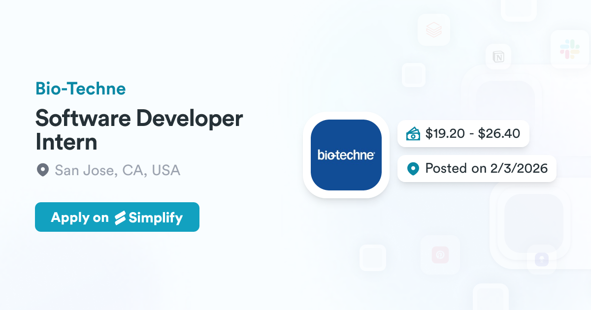 Software Developer Bio Software Developer Intern @ Bio-Techne | Simplify Jobs