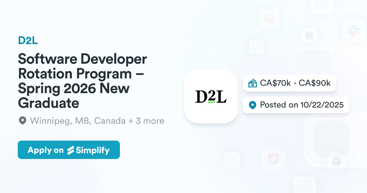 Graduates Management Hr Rotation Program Software Developer Rotation Program – Spring 2026 New Graduate @ D2L ...
