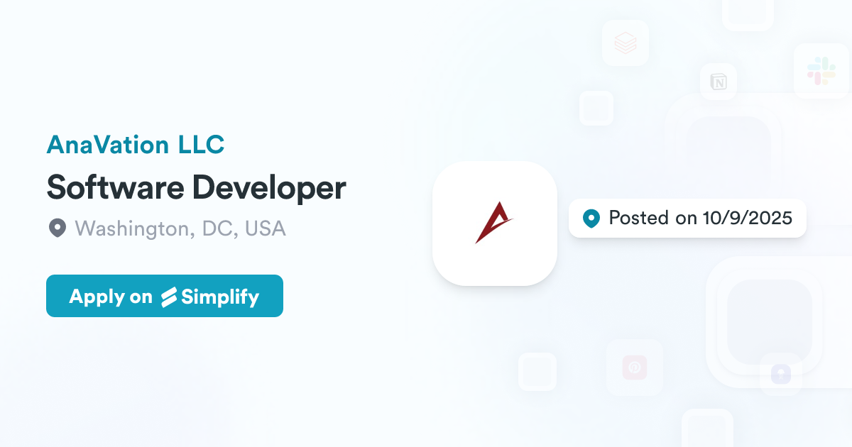 Llc Software Software Developer @ AnaVation LLC | Simplify Jobs
