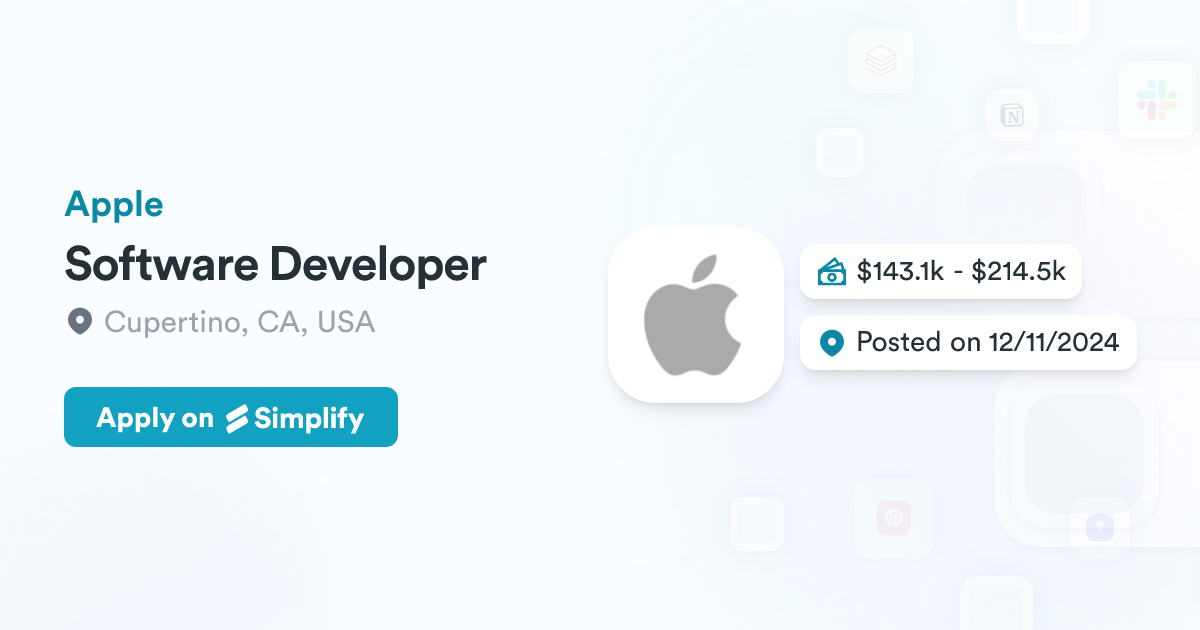 Apple Software Developer Jobs Software Developer @ Apple | Simplify Jobs