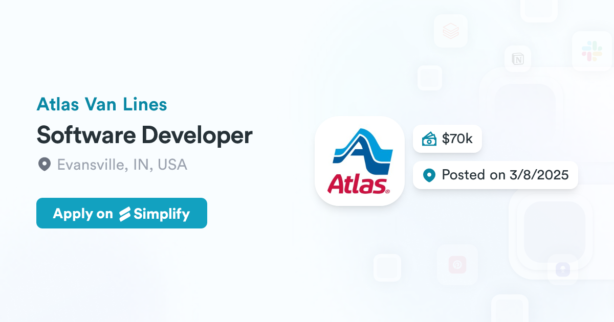Software Developer @ Atlas Van Lines | Simplify Jobs