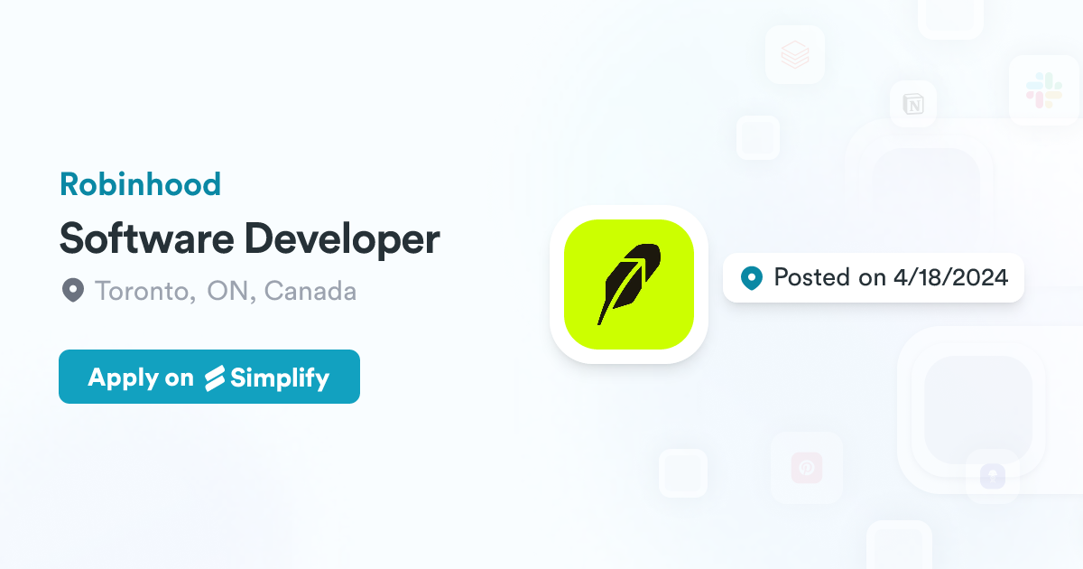 Software Developer @ Robinhood | Simplify Jobs