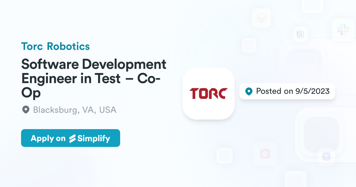 Software Development Engineer in Test – Co-Op @ Torc Robotics ...