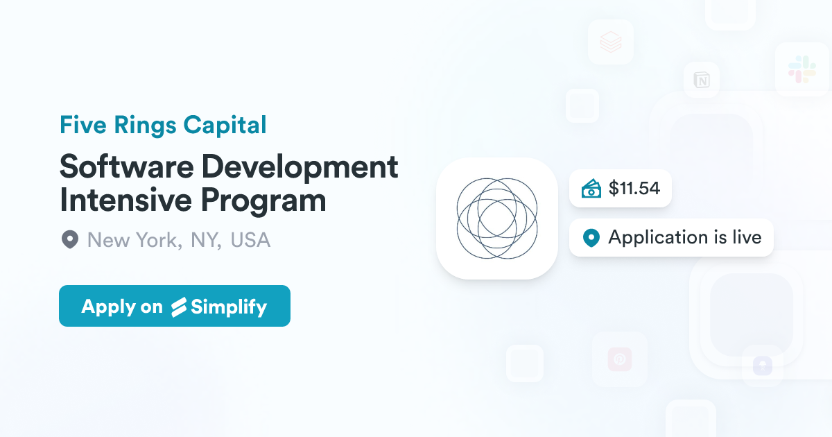 Software Developer Key Rings Software Development Intensive Program @ Five Rings Capital | Simplify Jobs