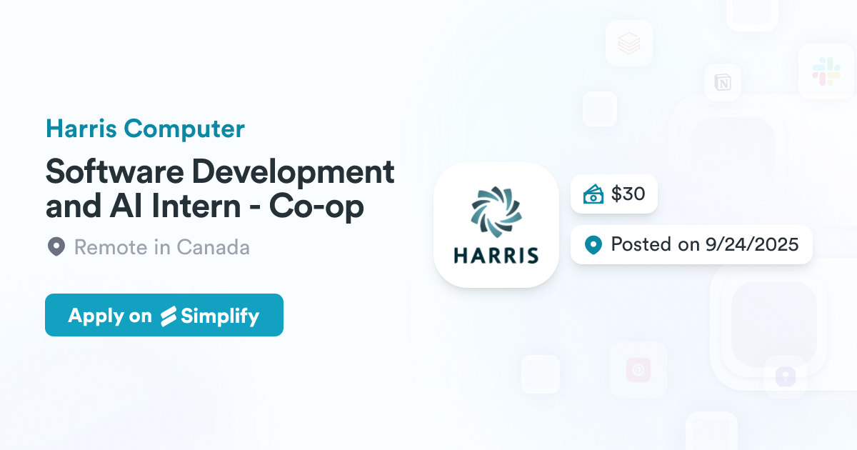 Harris Computing Software Development and AI Intern - Co-op @ Harris Computer | Simplify ...
