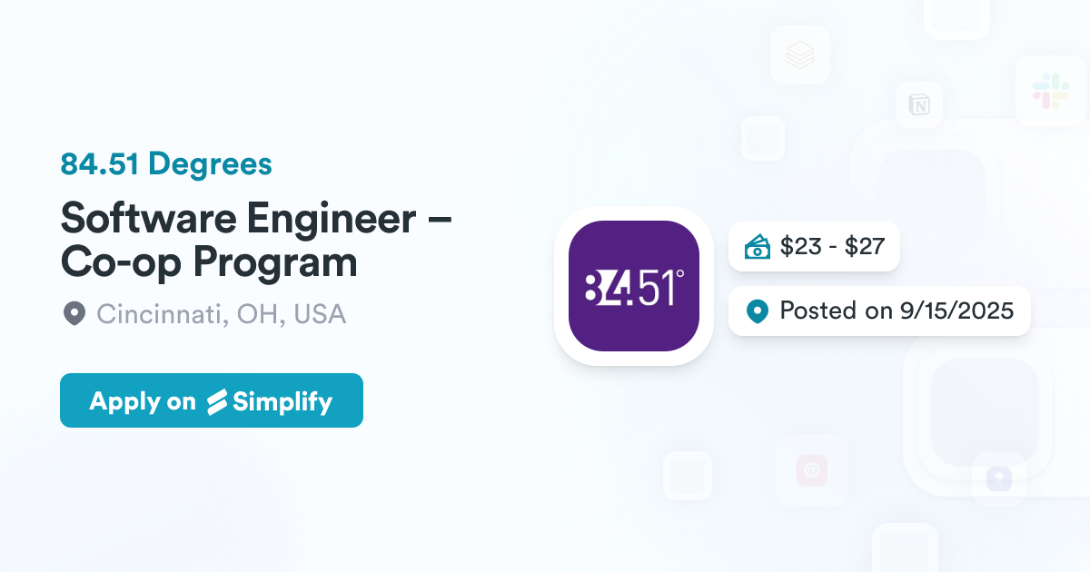 Computer Programming Co Op Software Engineer – Co-op Program @ 84.51 Degrees | Simplify Jobs