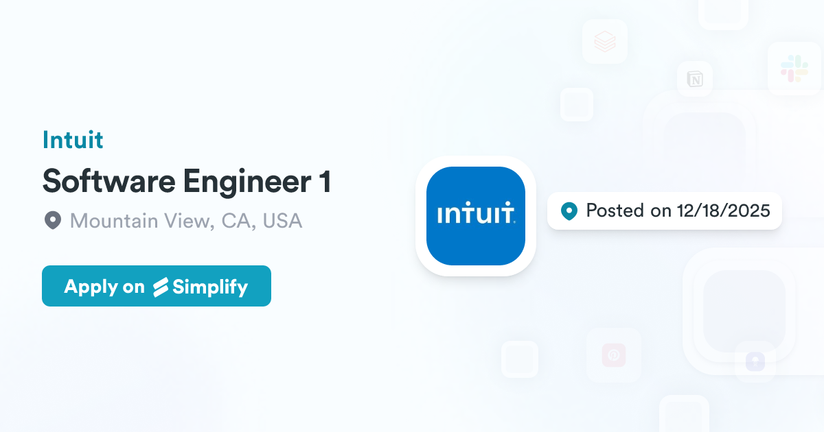 Intuity Software Software Engineer 1 @ Intuit | Simplify Jobs