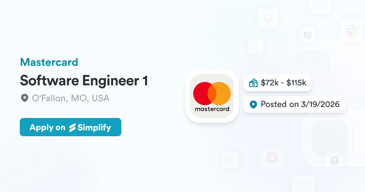 Mastercard Software Software Engineer 1 @ Mastercard | Simplify Jobs