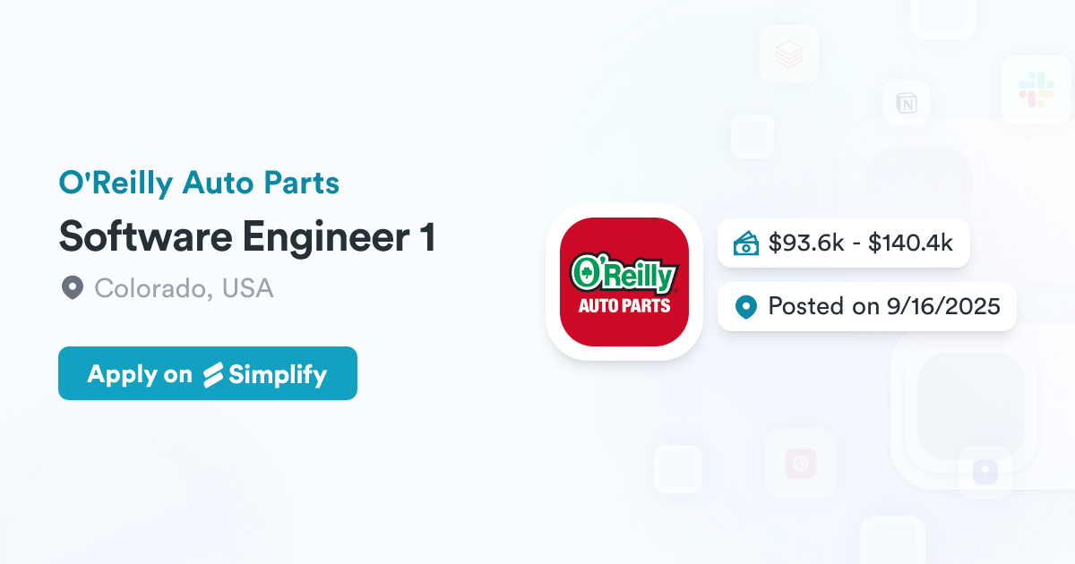 Software Engineer 1 @ O'Reilly Auto Parts | Simplify Jobs