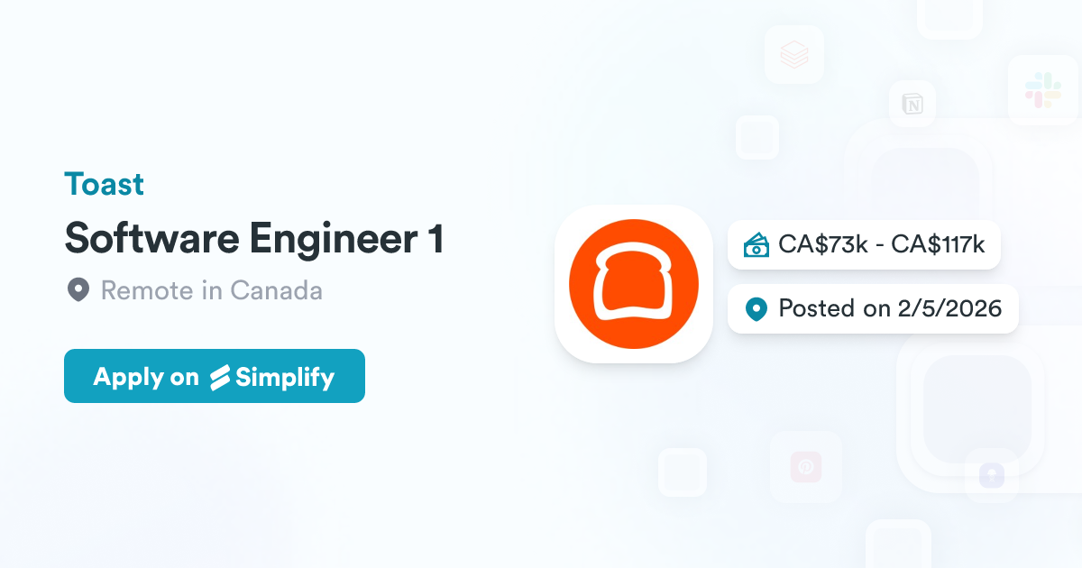 Toaster Software Update Software Engineer 1 @ Toast | Simplify Jobs