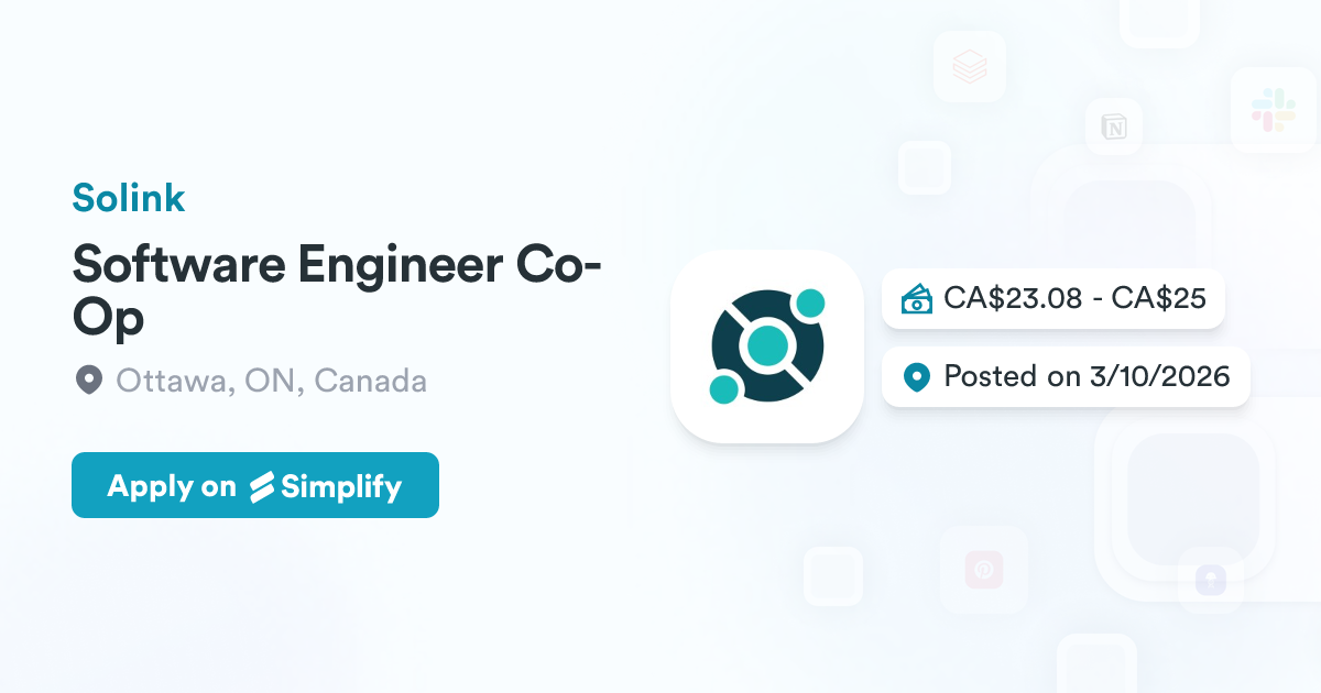 Colakin Software Development Software Engineer Co-Op @ Solink | Simplify Jobs