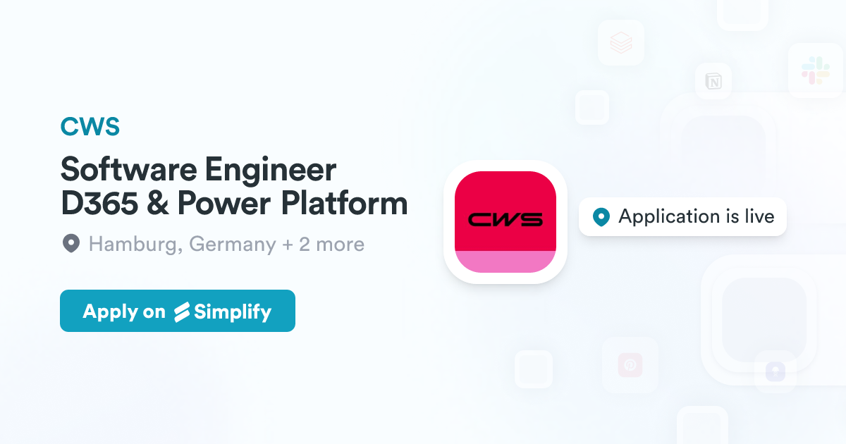 Software Engineer D365 & Power Platform @ CWS | Simplify Jobs