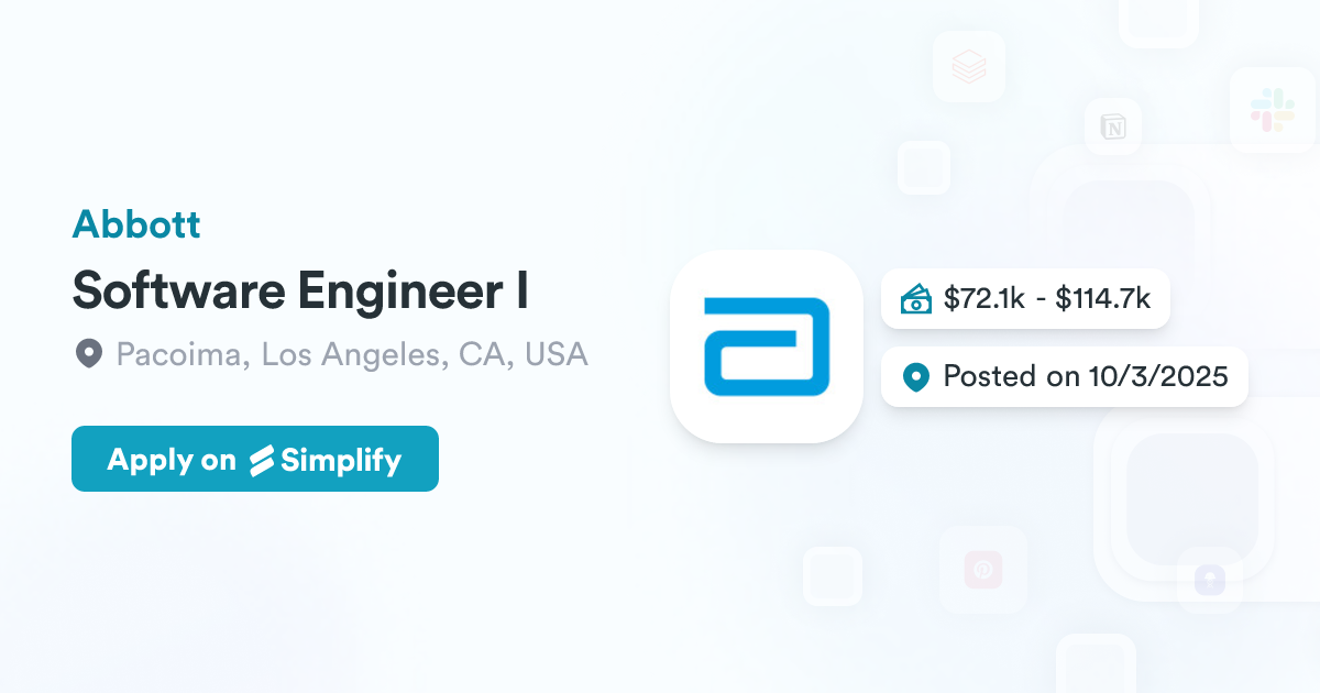 Abbott Software Software Engineer I @ Abbott | Simplify Jobs