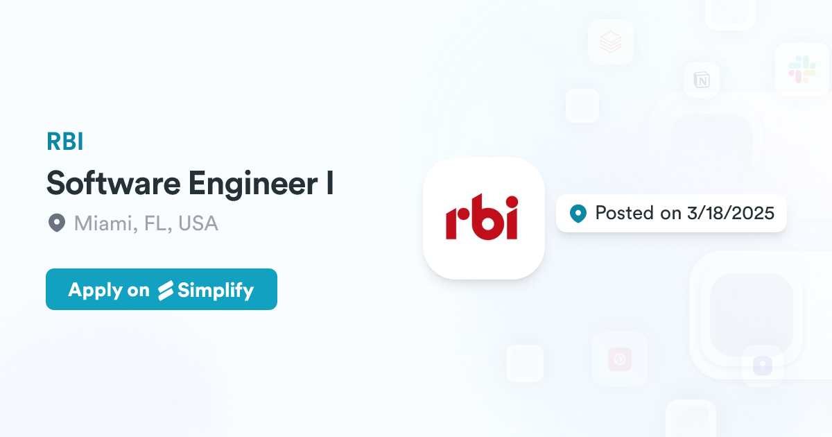 Ork Software Rbi Software Software Engineer I @ RBI | Simplify Jobs